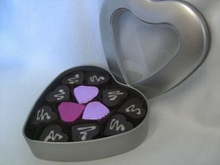 heart tin of dark chocolates for romantics by chocolala