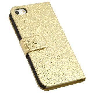 High Quality Deluxe golden Flip PU Leather Case Cover For iPhone5 5G PC302G Cell Phones & Accessories