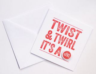 'twist and twirl' baby girl card by hello geronimo