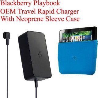 OEM Travel Rapid Charger (ACC 39341 303) /w Neoprene Sleeve Case (Blue) for Blackberry Playbook Cell Phones & Accessories