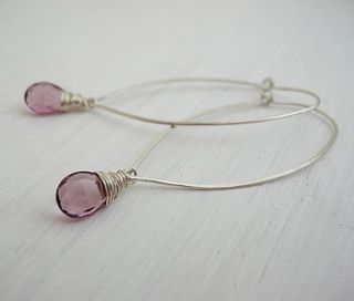 pink quartz long tapered hoops by sarah hickey