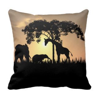 African Safari Silhouette Pillow