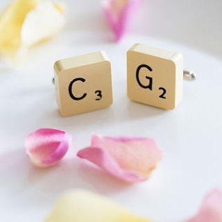personalised vintage letter tile cufflinks by bookish england