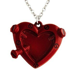 Unique Women / Girl Screwed Bolted Heart Charm Necklace Pendant with 16" Chain Jewelry