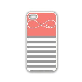 Infinity Love Coral and Grey Stripes White iphone 5c Case   For iphone 5c  De Cell Phones & Accessories