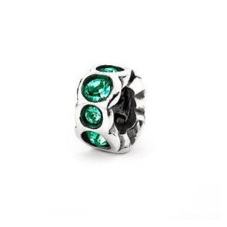 May Birthstone Emerald Crystal Band in Sterling Silver   Fits All European Bead Bracelets Charms Jewelry