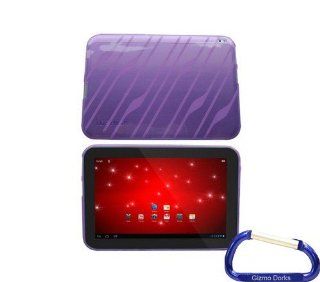 TPU Gel Hard Skin Cover Case for Toshiba Excite 10 AT305 Tablet   Purple with Gizmo Dorks Carabiner Key Computers & Accessories