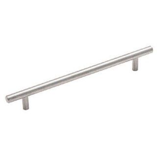 Cosmas 305 128SN Satin Nickel Cabinet Hardware Euro Style Bar Handle Pull   5" (128mm) Hole Centers, 7 3/8" Overall Length   Cabinet And Furniture Pulls  