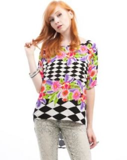 MOD 20 Women's Floral Checkered Tunic Top Fashion T Shirts