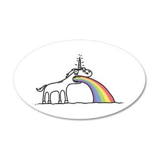 22x14 Oval Wall Vinyl Sticker Unicorn Vomiting Rainbow   Other Products  