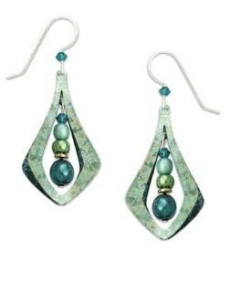 Adajio by Sienna Sky Sea Green and Teal 3 D Open Necktie with Bead Drop Earrings 7546 Jewelry