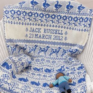 personalised knitted animals baby blanket by dora mouse