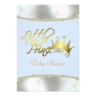 Elegant Blue and Gold Little Prince Baby Shower Custom Announcement
