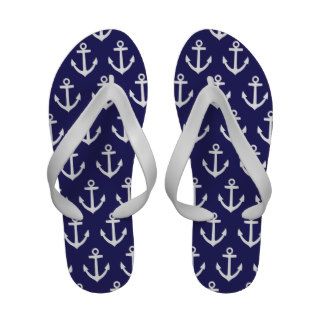 Navy Blue Anchor Flip Flops
