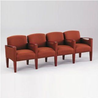 Brewster Four Seats with Center Arm Finish Natural, Material Kilkenny Tweed Curry Vinyl  Reception Room Chairs 