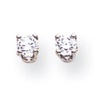 14k White Gold 2.75mm Cubic Zirconia stud earring Jewelry