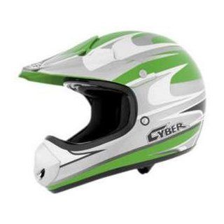Cyber Helmets UX 10 RUSH GREEN_SIL_WHITE XS MOTORCYCLE HELMETS Automotive