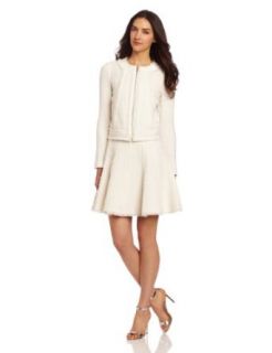 Rebecca Taylor Women's Frayed Linen Tweed Jacket, Cream/Optic White, 0