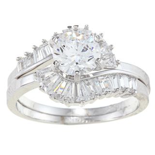 Alyssa Jewels 14k White Gold 3ct TGW Clear Cubic Zirconia Bridal style Ring Set Alyssa Jewels Cubic Zirconia Rings