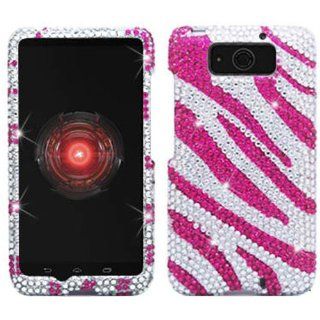 Pink Zebra Silver Bling Rhinestone Crystal Case Cover Diamond Skin For Motorola Droid Ultra XT1080 with Free Pouch Cell Phones & Accessories