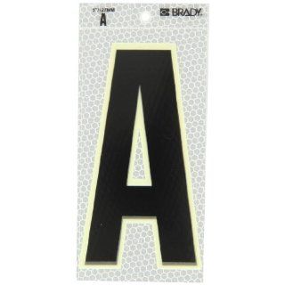 Brady 3020 A 6" Height, 3" Width, B 309 High Intensity Prismatic Reflective Sheeting, Black, Glow In The Dark Border/Silver Color Glow In The Dark Or Ultra Reflective Letter, Legend "A" (Pack Of 10) Industrial Warning Signs Industria