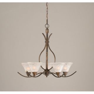 Toltec Lighting Swoop 5 Light Chandelier with Frosted Crystal Glass
