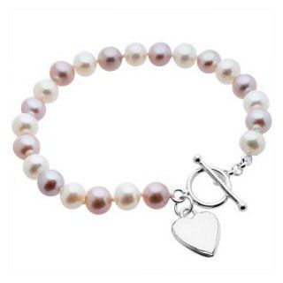 Freshwater White and Plum Pearl Bracelet with a 925 Sterling Silver Clasp Amoro Jewelry
