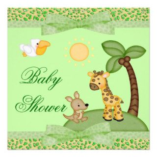 Safari Animals Cheetah Print Baby Shower Announcements