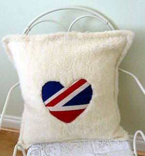 faux sheepskin cushion cover with uj heart by jojo accessories
