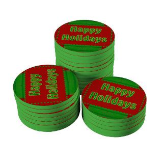 red green Happy Holidays Poker Chip Set