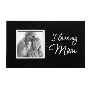 Black Wooden Standing Photo Frame "I Love My Mom", Holds 3" x 3" Photos   Single Frames
