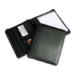 Leather Multi Ring Zippered Portfolio, Two Part, 1" Cap, 11 x 13 1/2, Black Computers & Accessories