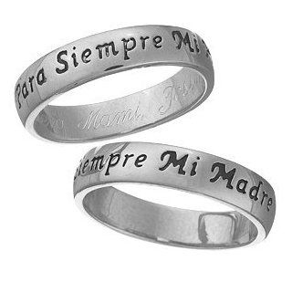 Sterling Silver Para Siempre Mi Madre Engraved Mothers Ring In Spanish Jewelry
