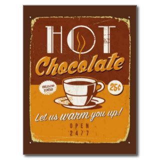 Vintage metal sign   Hot Chocolate Postcards