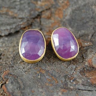 organic precious ruby stud earrings by embers semi precious and gemstone designs