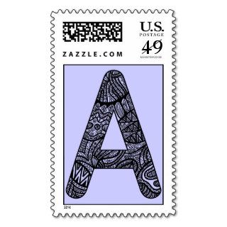 Letter A Monogram Doodle Postage Stamp