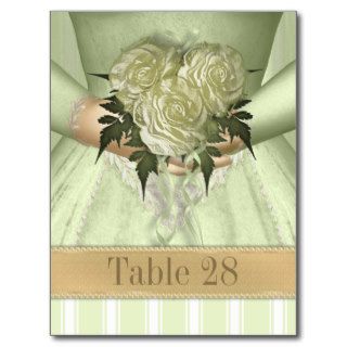 Brides Bouquet (green) Wedding Table Number Post Cards