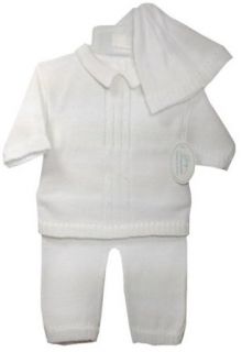 Baby's Trousseau Boys White Cable Knit Christening 2 Piece Outfit with Hat � 6 months Clothing