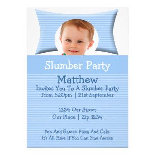 Slumber Party Blue Bed Customizable Template Personalized Invites