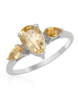Sterling Silver 1.35 CTW Citrine Three Stone Women Ring. Ring Size 6. Total Item weight 1.9 g. Jewelry