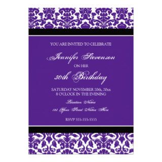 Purple Damask 30th Birthday Party Invitations