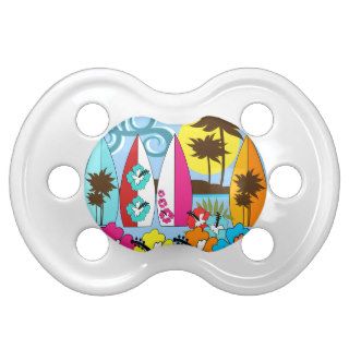 Surf Shop Surfing Ocean Beach Surfboards Palm Tree Baby Pacifier