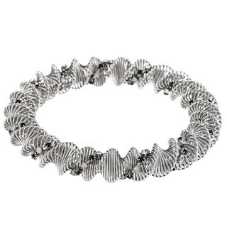 La Preciosa Steel Black and White Crystal Coil Stretch Bracelet La Preciosa Stainless Steel Bracelets