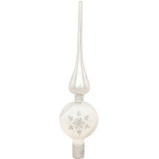 White Glass Tree Topper With Wave Design   Christmas Tree Toppers