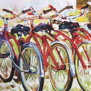 Art in Style 'Bicycles in a Row' Hand Painted Wall Art Art in Style Canvas