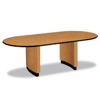 basyx by HON BSX4896TCOVKIT 96" Oval Top Conference Table, With Bullnose Edge and Plinth Laminate Base, Harvest 