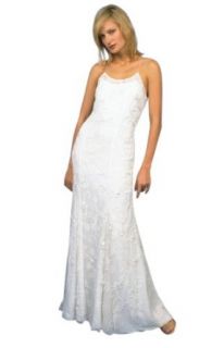 Silk Gown with Satin Florets Off White Dresses