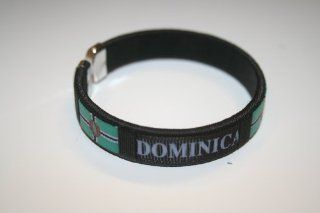 Dominica Black Country Flag Flexible Adult C Bracelet Wristband2.5 Inches in Diameter X 0.5 Inches WideNew   Sports Wristbands