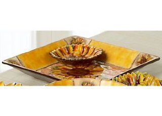 Clay Art Tuscan Sunflower Chip and Dip Sets Kitchen & Dining