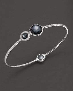 IPPOLITA Stella Bangle in Hematite Doublet with Diamonds in Sterling Silver's
